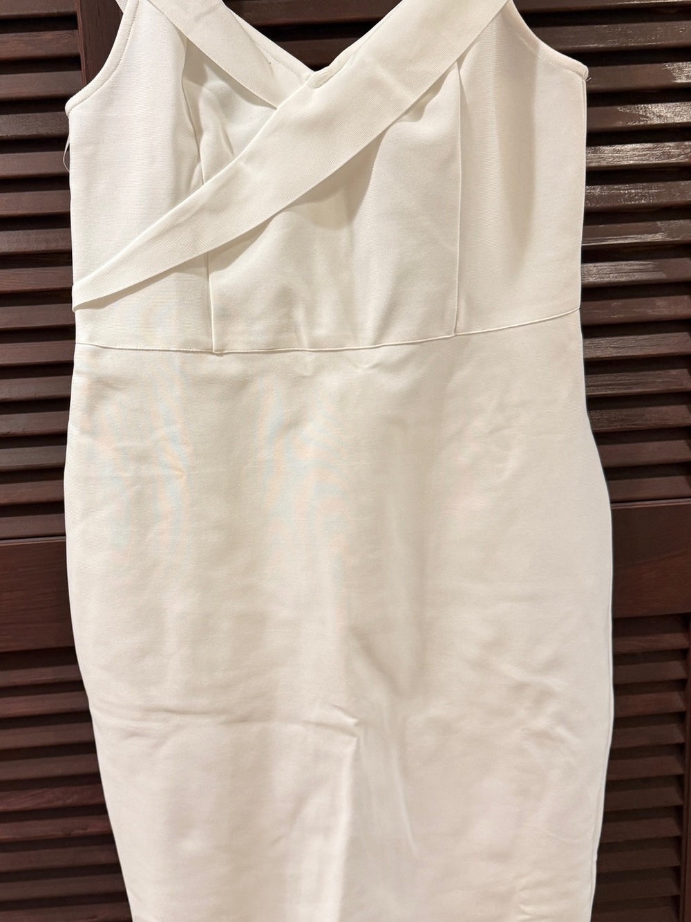 Fashion Nova Cream Cross-Front Mini Sheath Dress